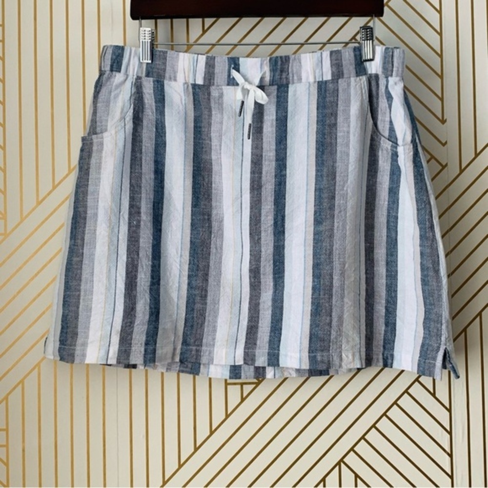 Aventura Nomad Skirt striped stripes organic cotton drawstring waist L large